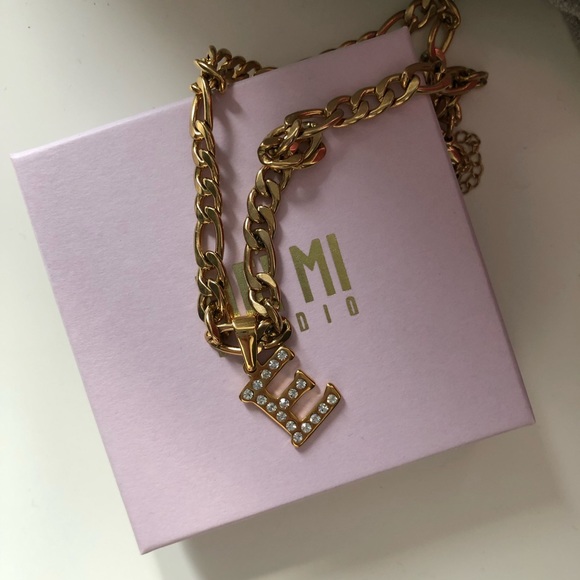 NWOT “E” Initial Pendant Chain Necklace with Extender + Box - Picture 3 of 16